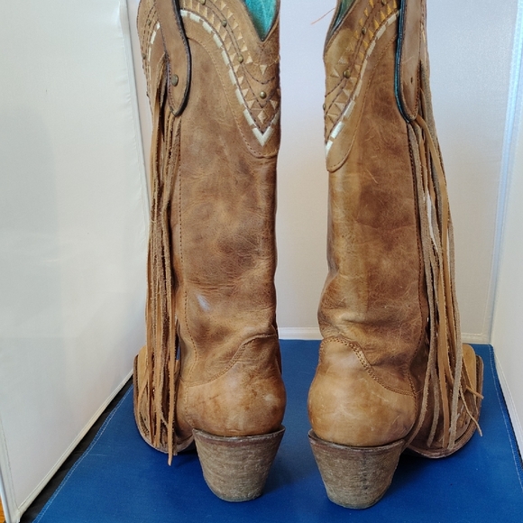 Corral Tan Fringe Heeled Boots - Picture 3 of 5